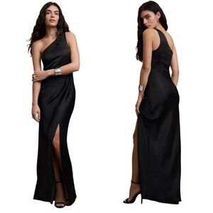 BHLDN Dylan One Shoulder Satin Gown Size 10 Black NWT Bridal Special Occasion